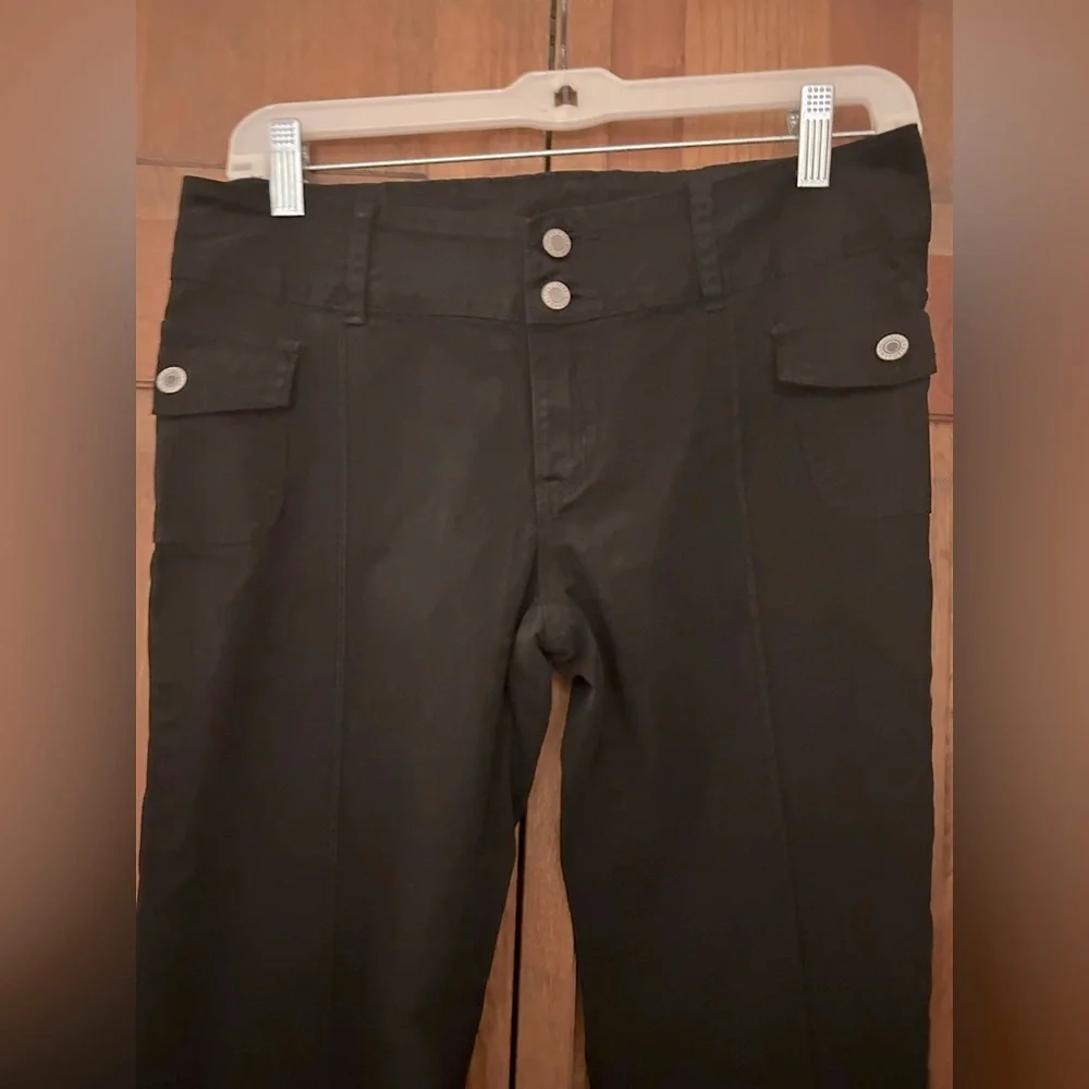 Brandy Melville J. Galt Women Black Agatha Low Rise Boot Cut Cotton Blend Pants